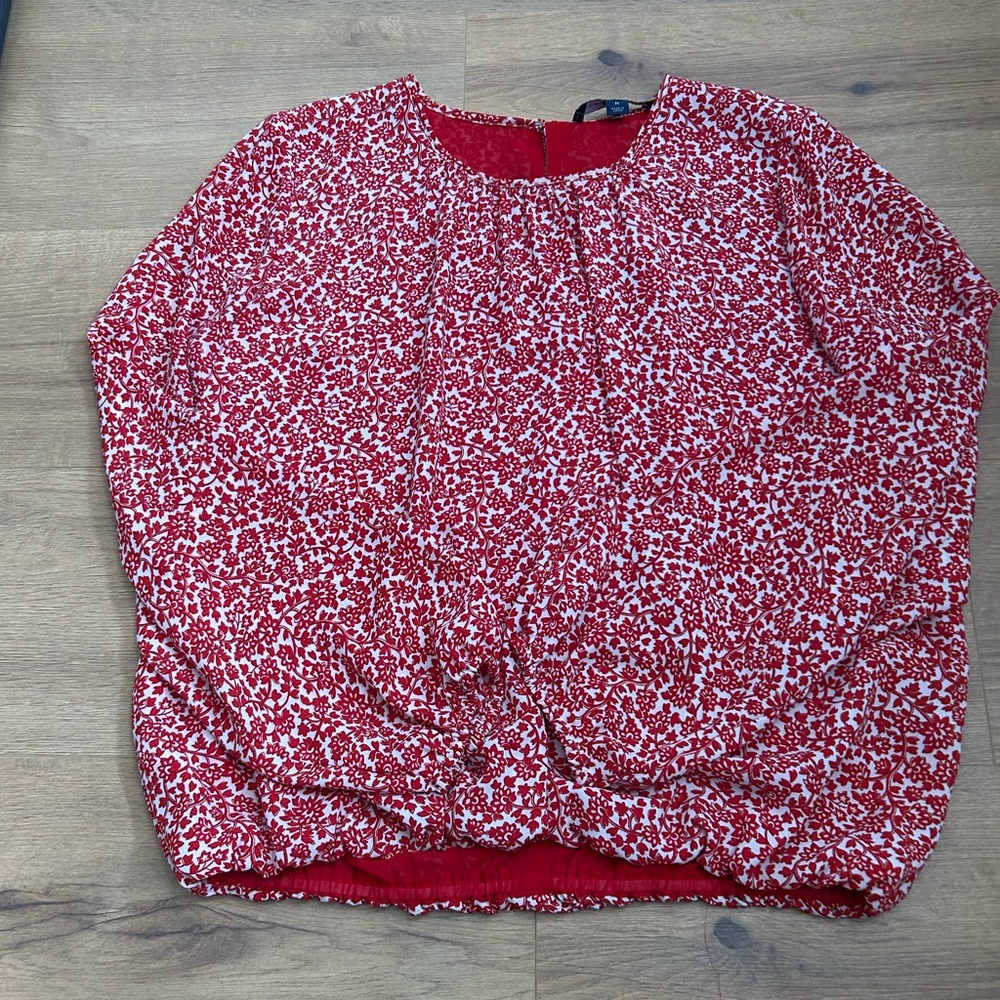 Tommy Hilfiger Red and White Floral Blouse